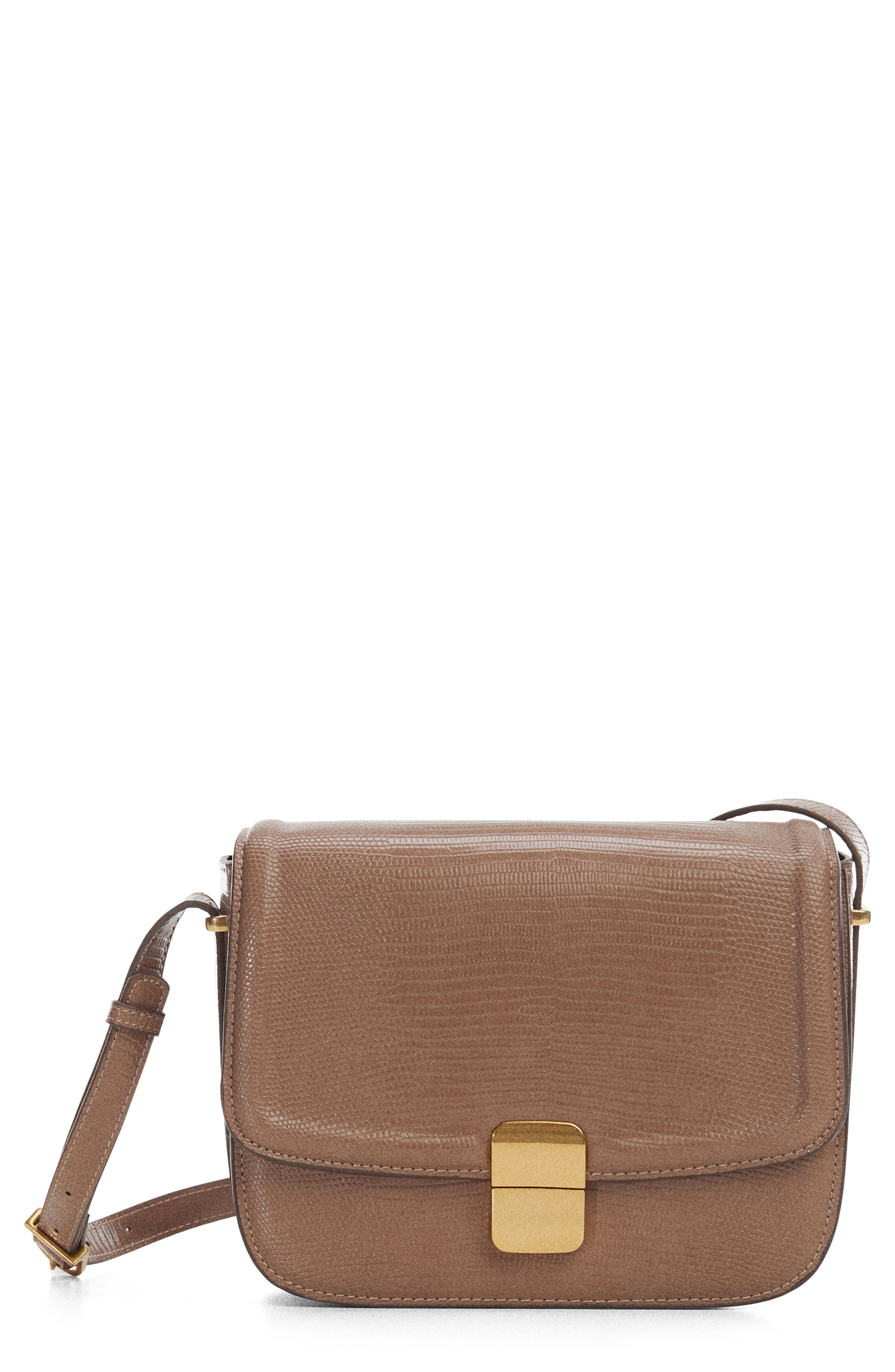 MANGO Lizard Embossed Crossbody Bag, Main, color, 