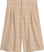 AMI PARIS Pleated Glen Plaid Virgin Wool Twill Shorts