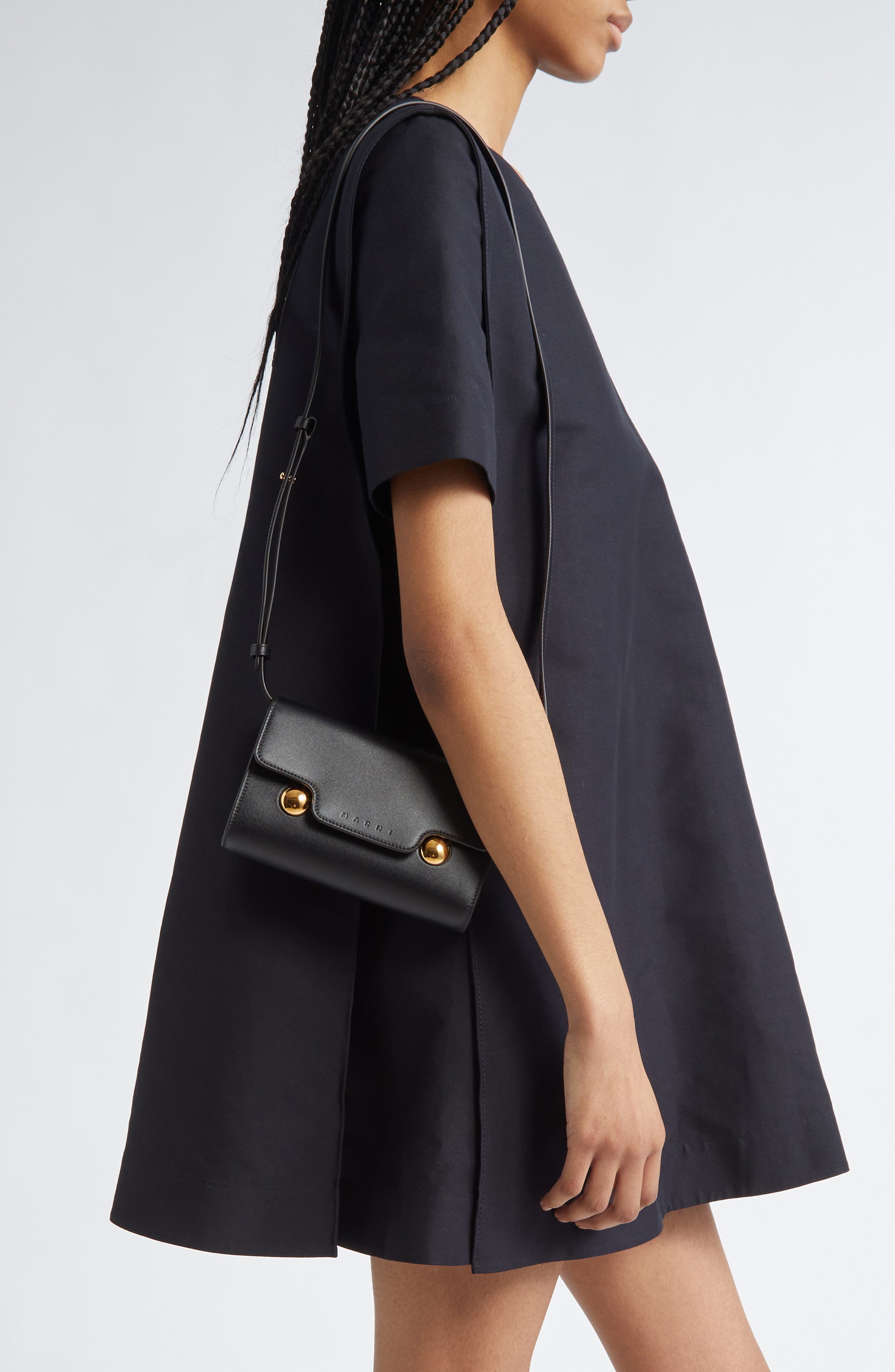 Marni Trunkaroo Leather Shoulder Bag, Alternate, color, 