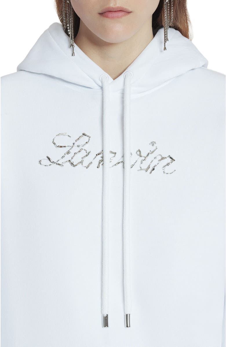 Lanvin Bead Embroidered Hoodie, Alternate, color, Optic White