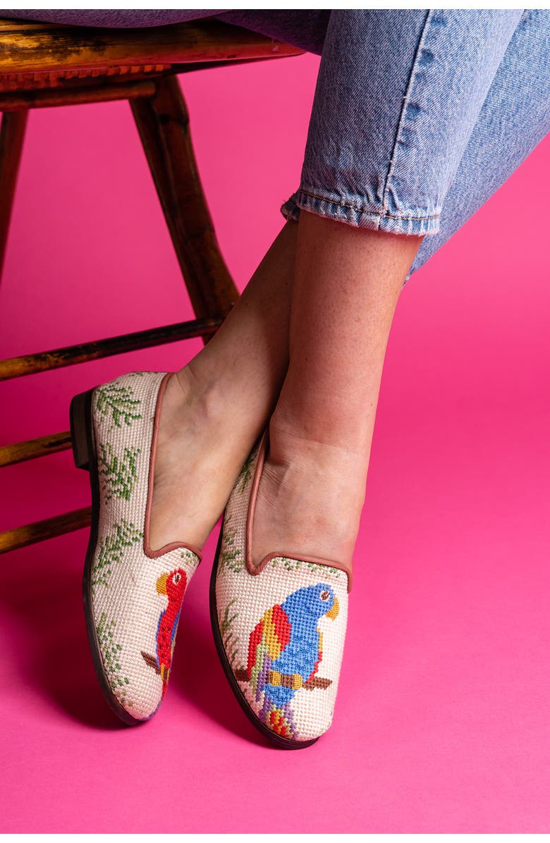 ByPaige BY PAIGE Needlepoint Parrot Flat, Alternate, color, Tan Multi