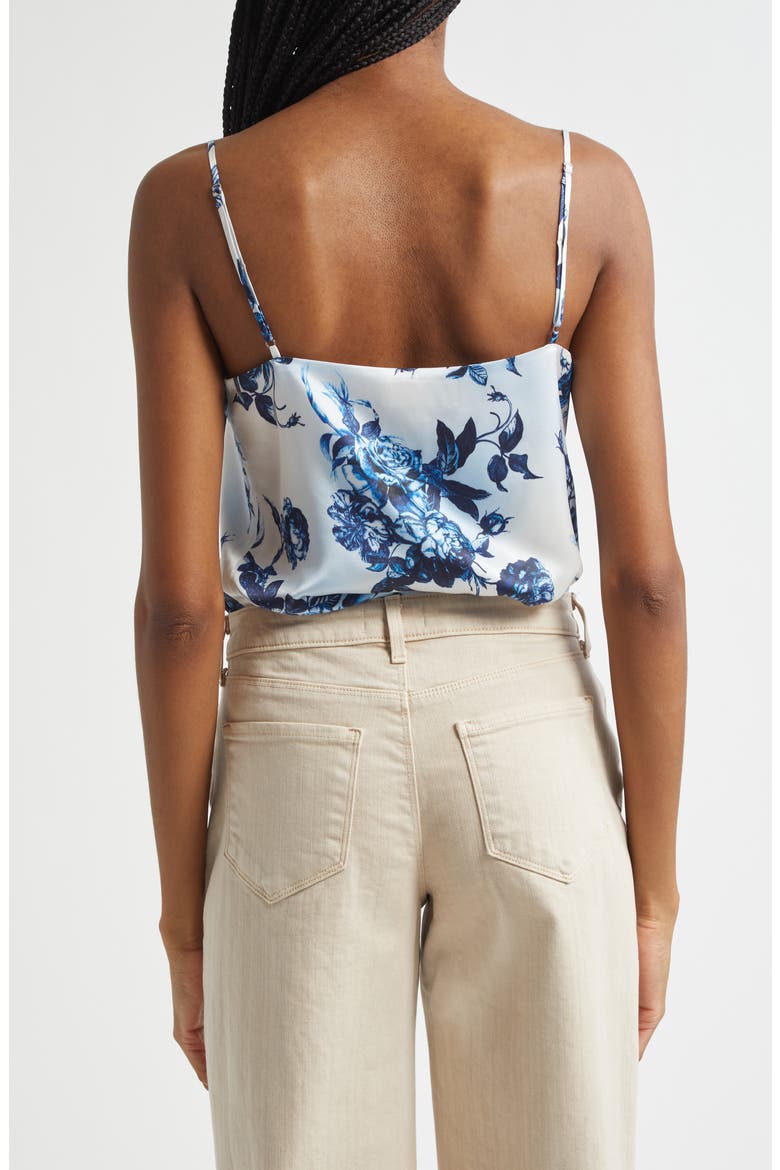 Jane Floral Print Silk Camisole, Alternate, color, WHITEBLUE