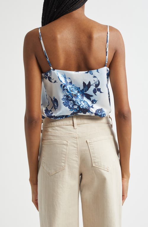 L Agence Painterly Floral Jane Spaghetti-strap Top In White