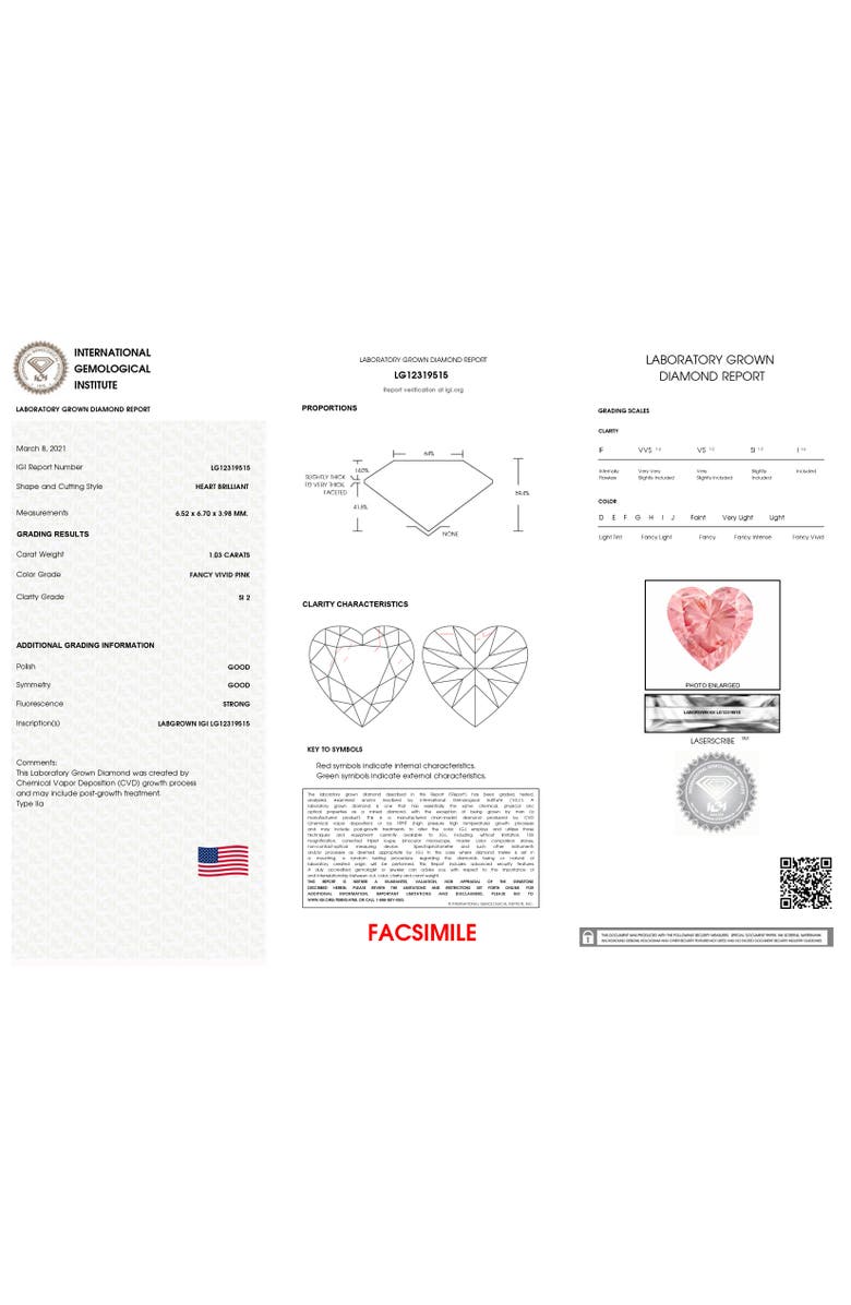 Haus of Brilliance IGI 14K White Gold Martini Set 1 Ct Lab Grown Pink Heart Diamond Pendant Necklace, Alternate, color, White