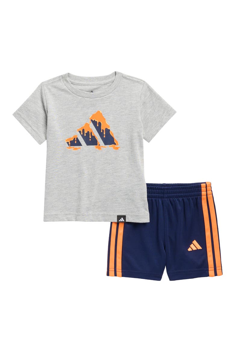 Kids' Cotton Graphic T-Shirt & Mesh Shorts Set, Main, color, GREY HEATHER