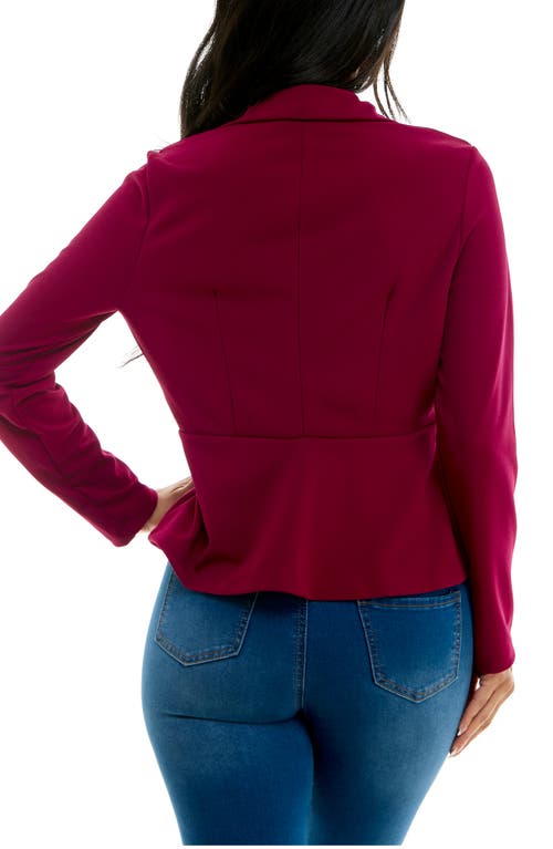 Shop Nina Leonard Notch Lapel Peplum Blazer In Sangria
