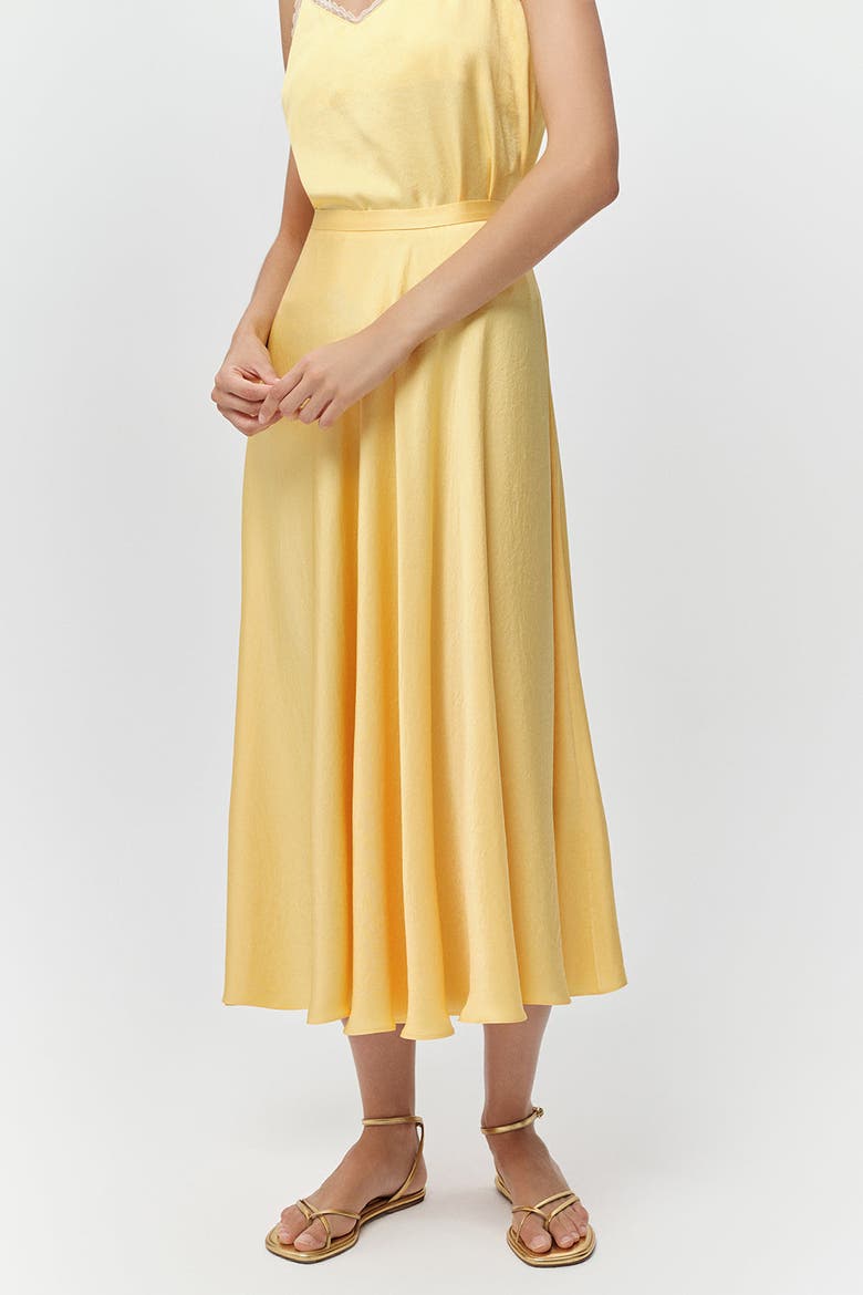 Aundray Fitted Concealed Zipper Flared Midi Skirt, Alternate, color, Yellow