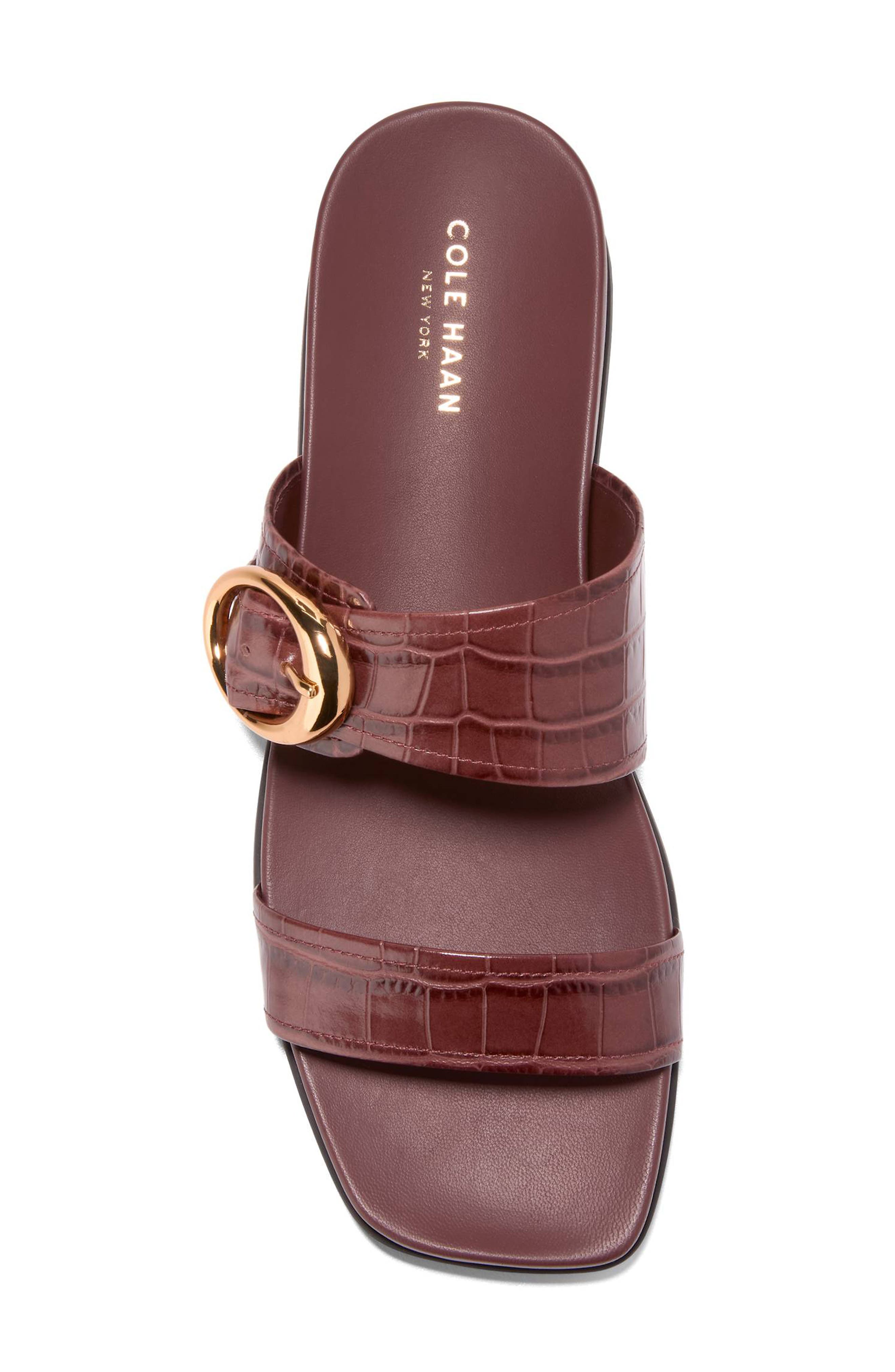 Oaklynn Wedge Sandal, Alternate, color, MAHOGANY CROC PRINT LEATHER