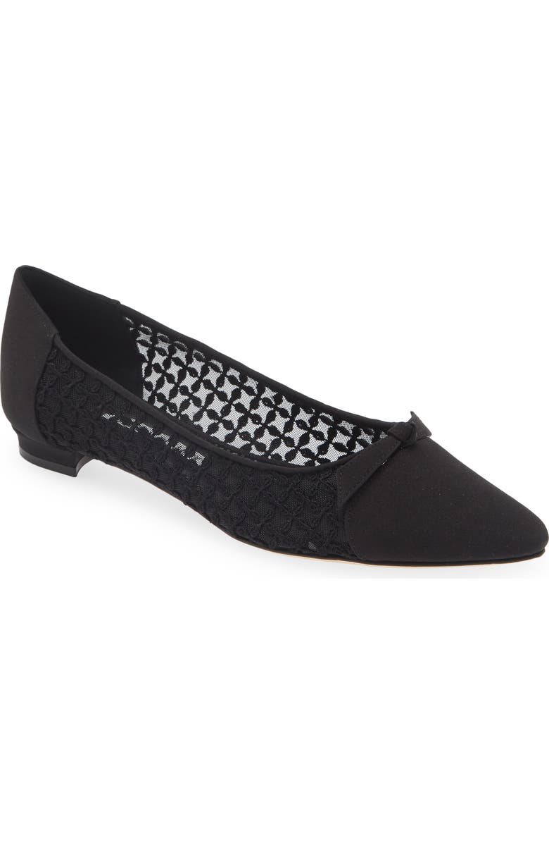 Manolo Blahnik Tiakala Lace Mesh Pointy Toe Flat, Main, color,