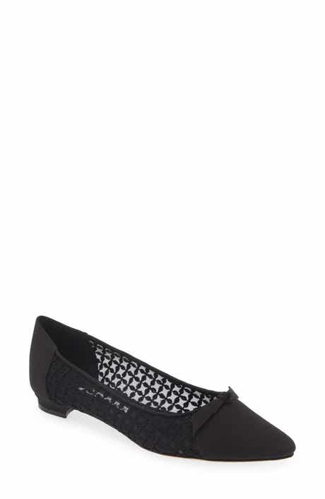 Manolo Blahnik Tiakala Lace Mesh Pointy Toe Flat