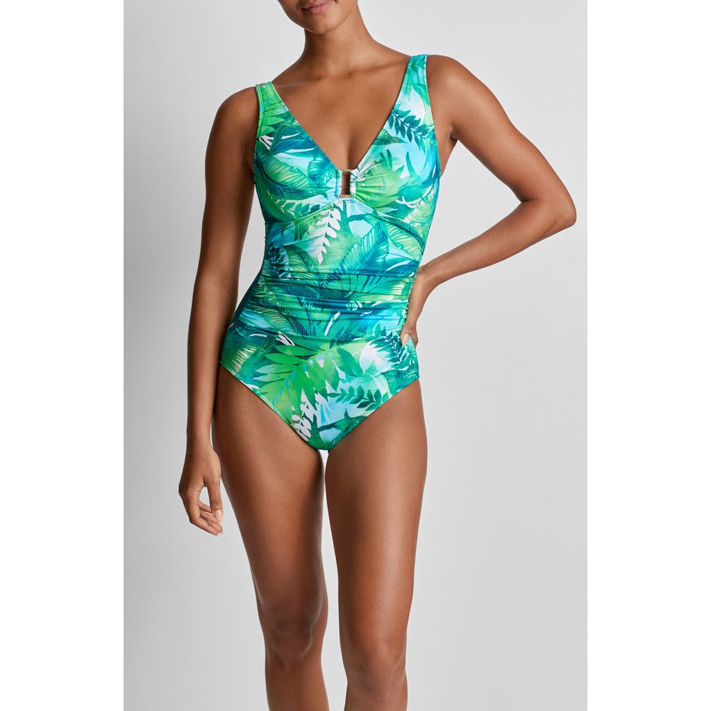 Ralph Lauren Print Shirred Ring-front One-piece