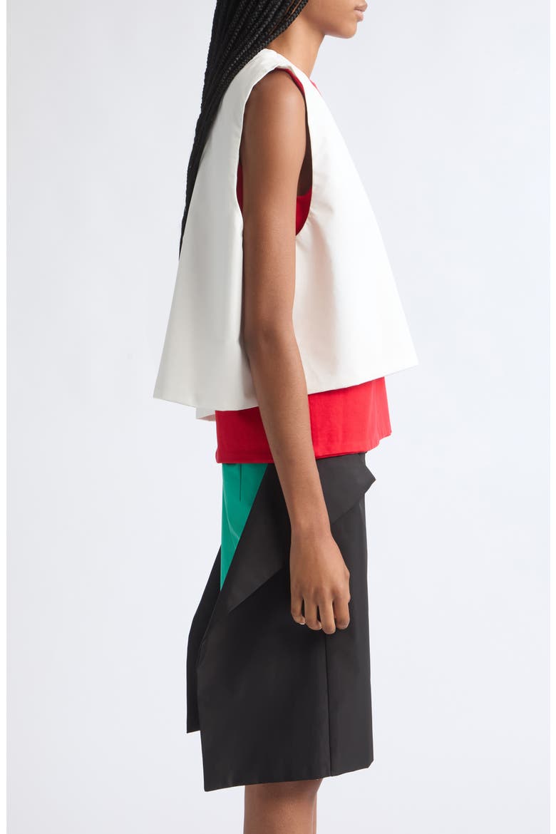 Double Layer Top, Alternate, color, WHITE/ RED
