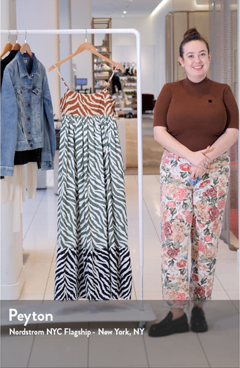 Colorblock Zebra Print Tiered Maxi Sundress, sales video thumbnail