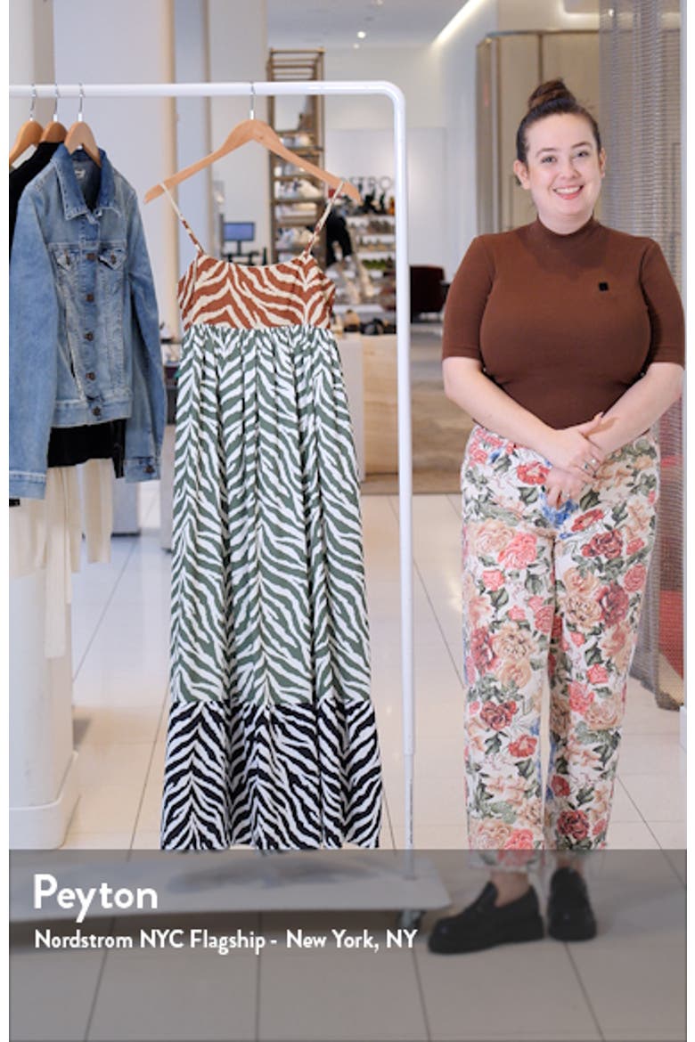 Colorblock Zebra Print Tiered Maxi Sundress video