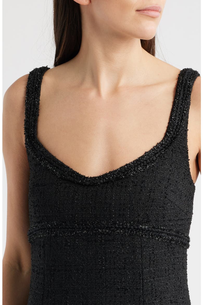 Shoshana Metallic Tweed Cocktail Dress, Alternate, color, BLACK
