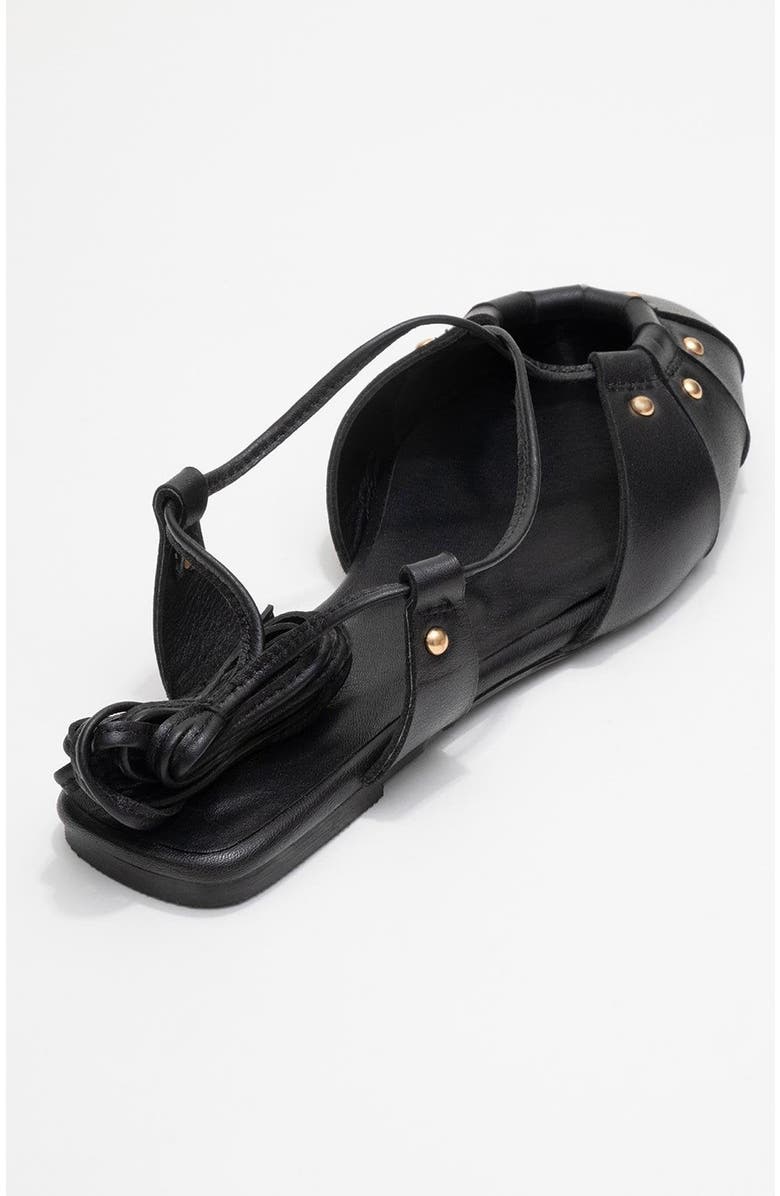 Forever & Always Shoes Daria Leather Ankle Lace-Up Sandal, Alternate, color, Black