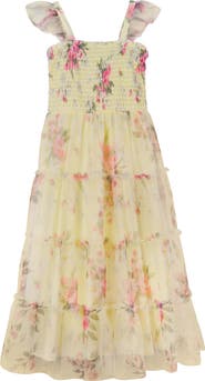 Zunie Kids' Tiered Flower Print Dress