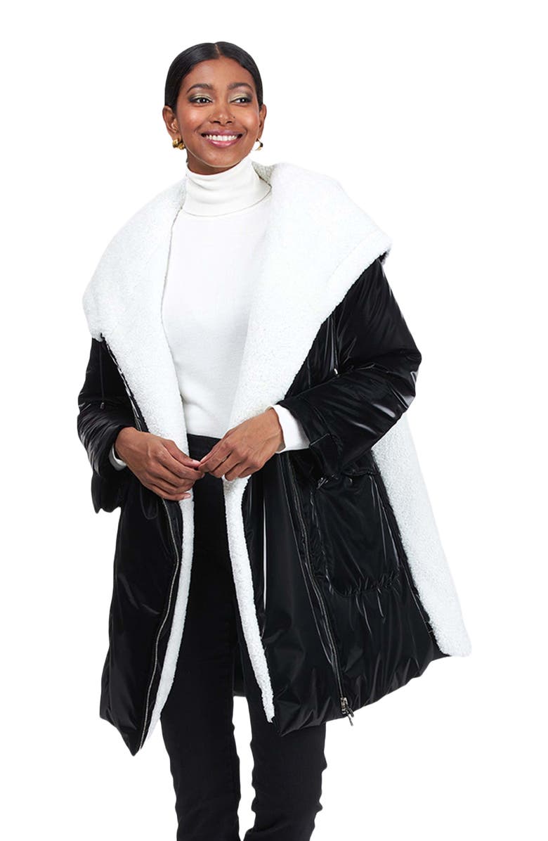 GORSKI Quilted Parka With Genuine Shearling, Alternate, color, Black/White