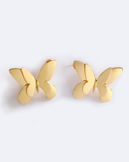 Emma Pills Floating Butterfly Studs In Gold