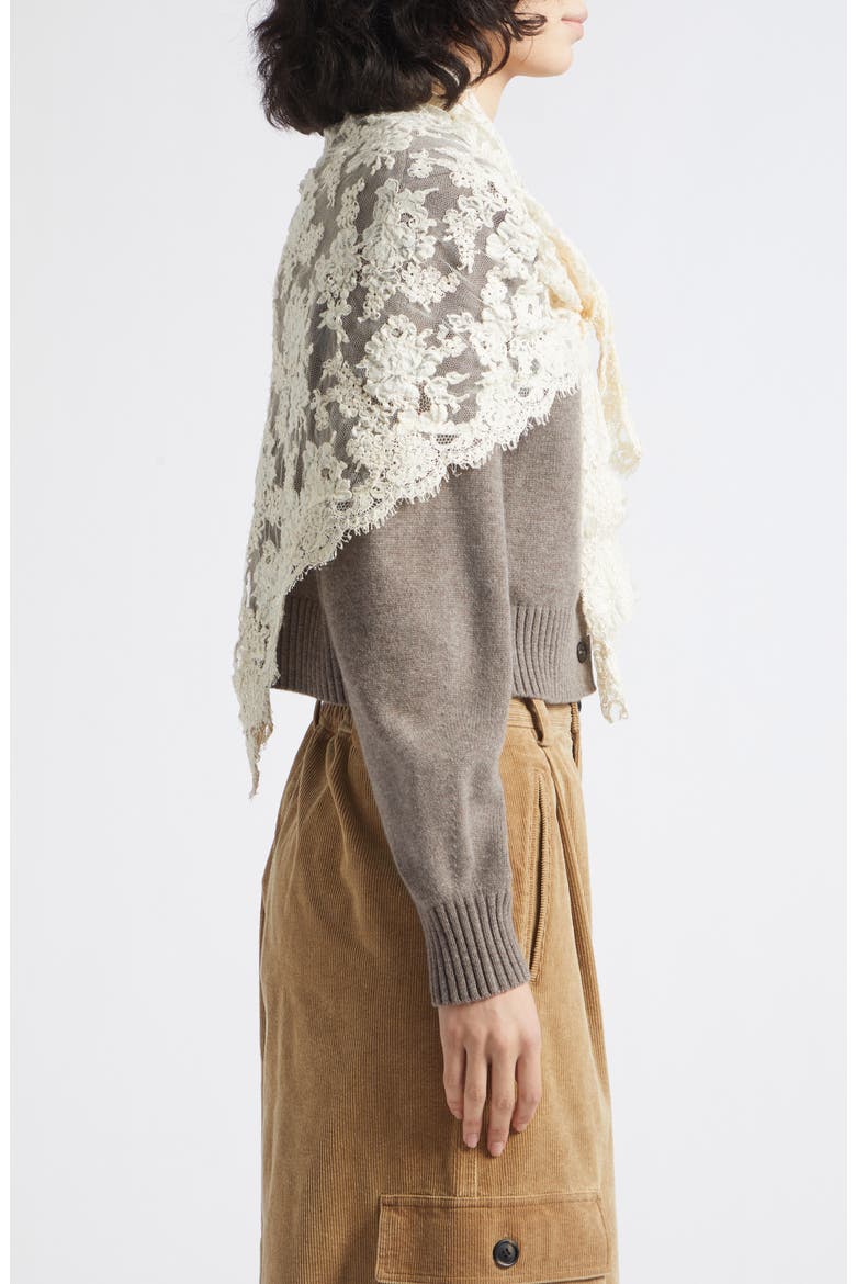 Kirra Lace Cardigan with Scarf, Alternate, color, TAUPE