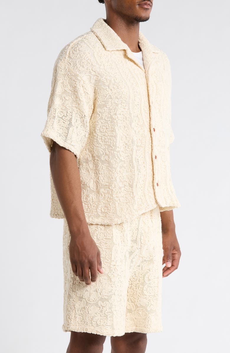 HONOR THE GIFT Mind Maze Cotton Blend Camp Shirt, Alternate, color, Natural