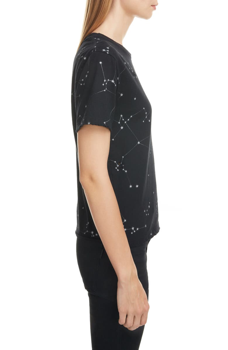 Saint Laurent Constellation Print Destroyed Crewneck Tee, Alternate, color,