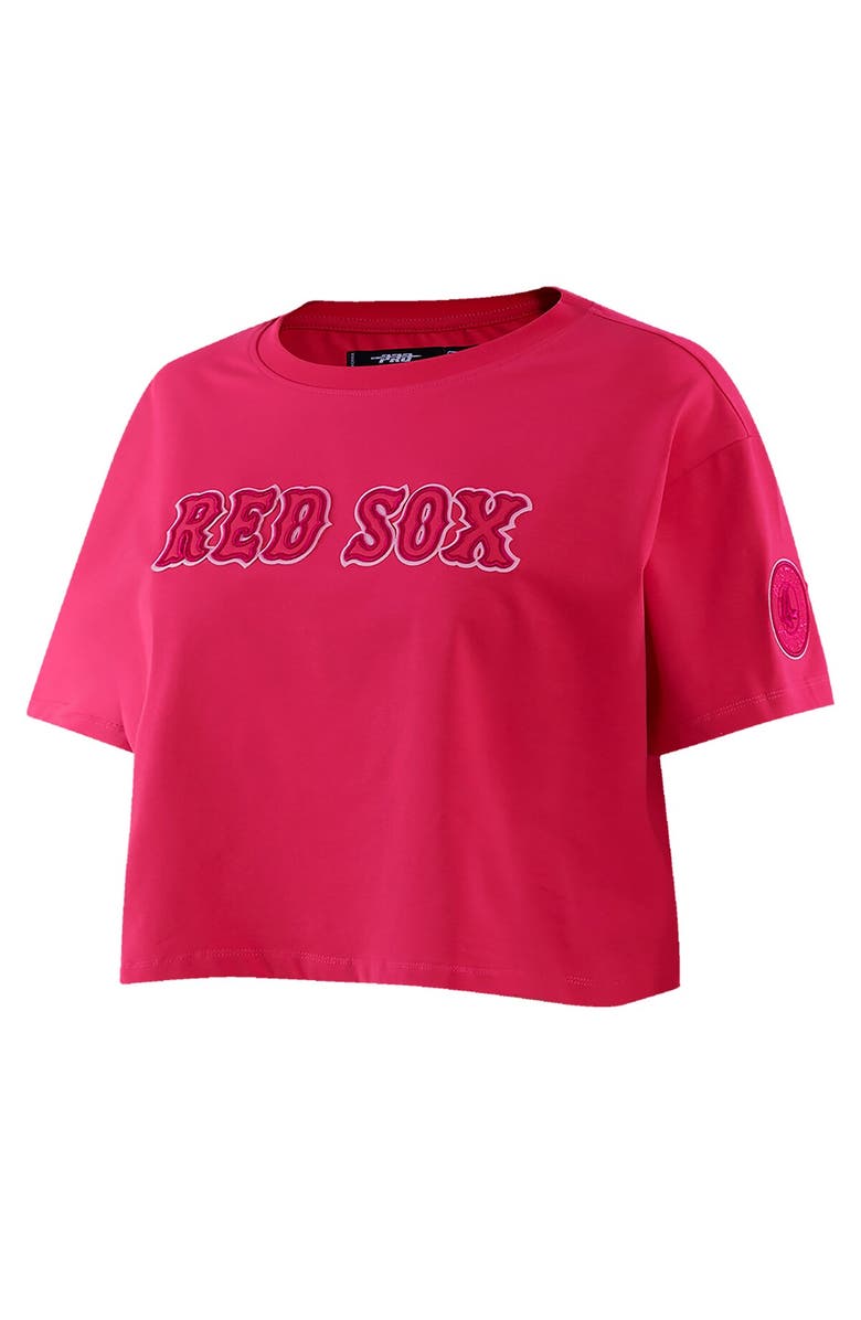 PRO STANDARD Women's Pro Standard Pink Boston Red Sox Triple Pink Boxy Cropped T-Shirt, Alternate, color, Pink