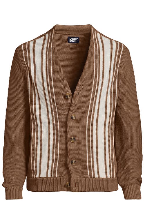 LANDS' END LANDS' END LONG SLEEVE VERTICAL STRIPE COTTON BLEND CARDIGAN