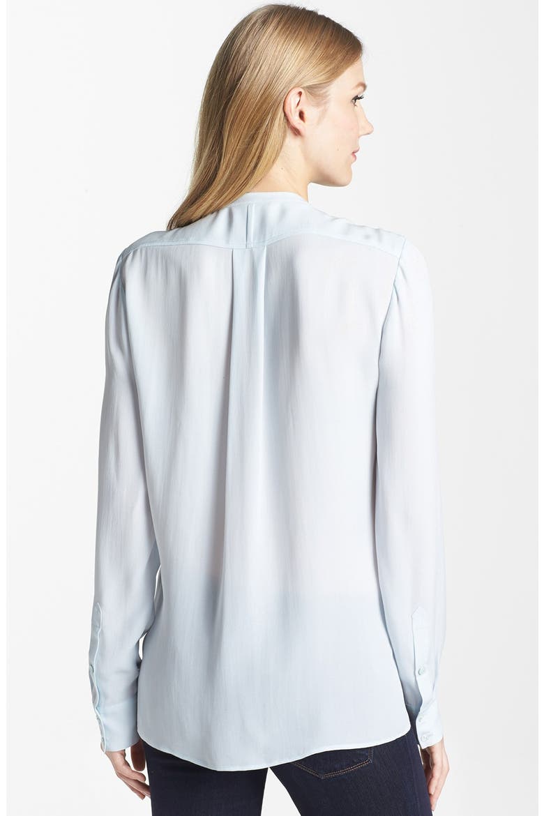 Welt Pocket Silk Blouse, Alternate, color, GLACIER