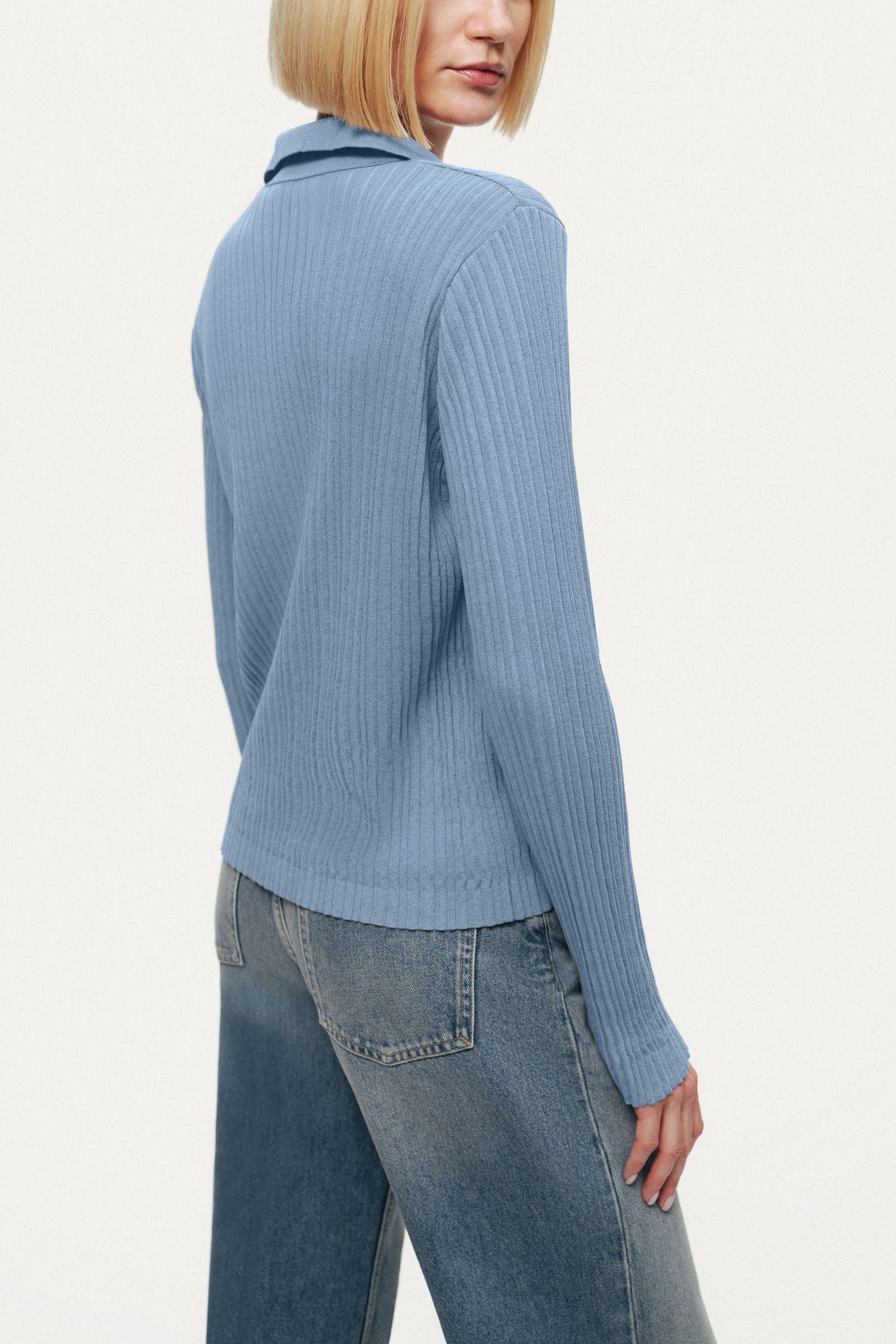 Ribbed Polo Knit Sweater - image 4