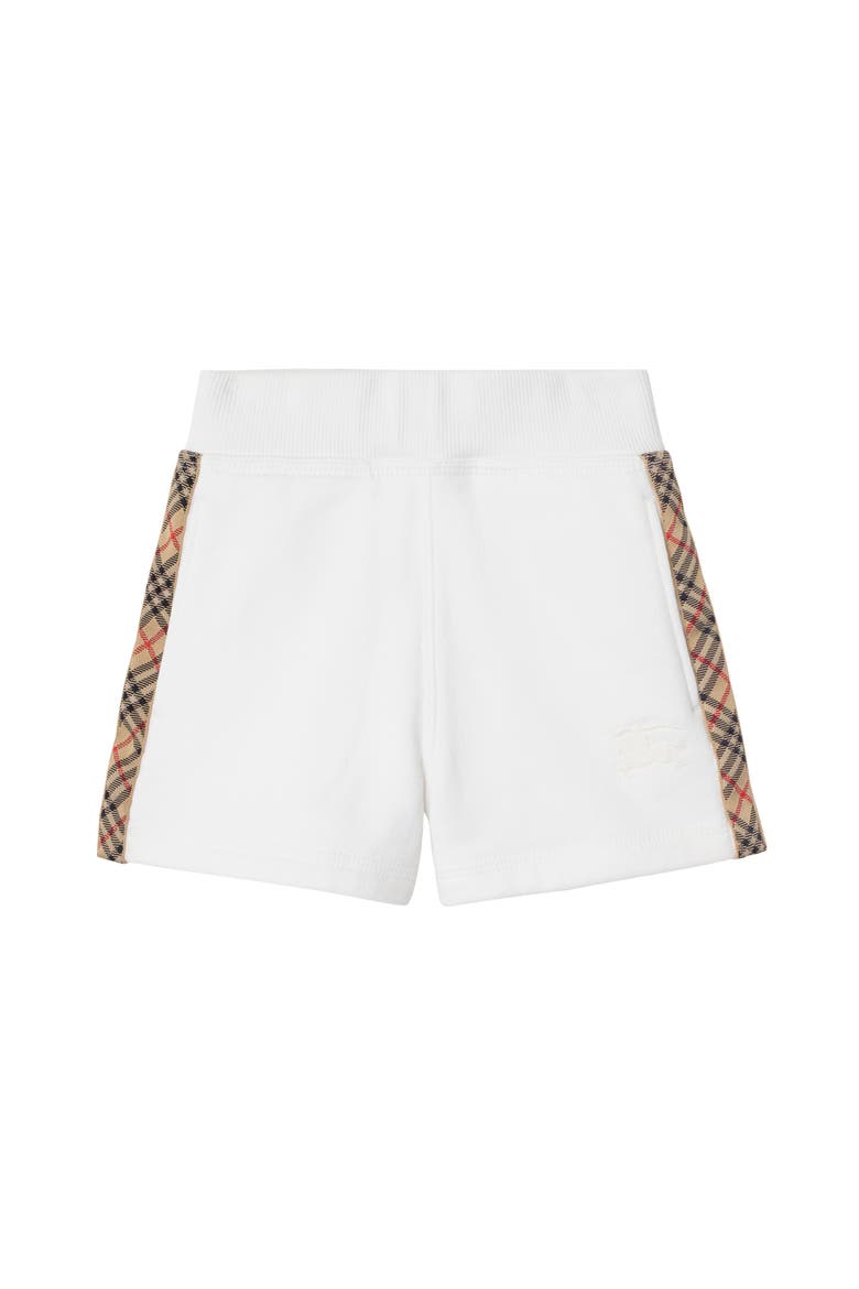 Girls' Check Trim Cotton Shorts, Main, color, White
