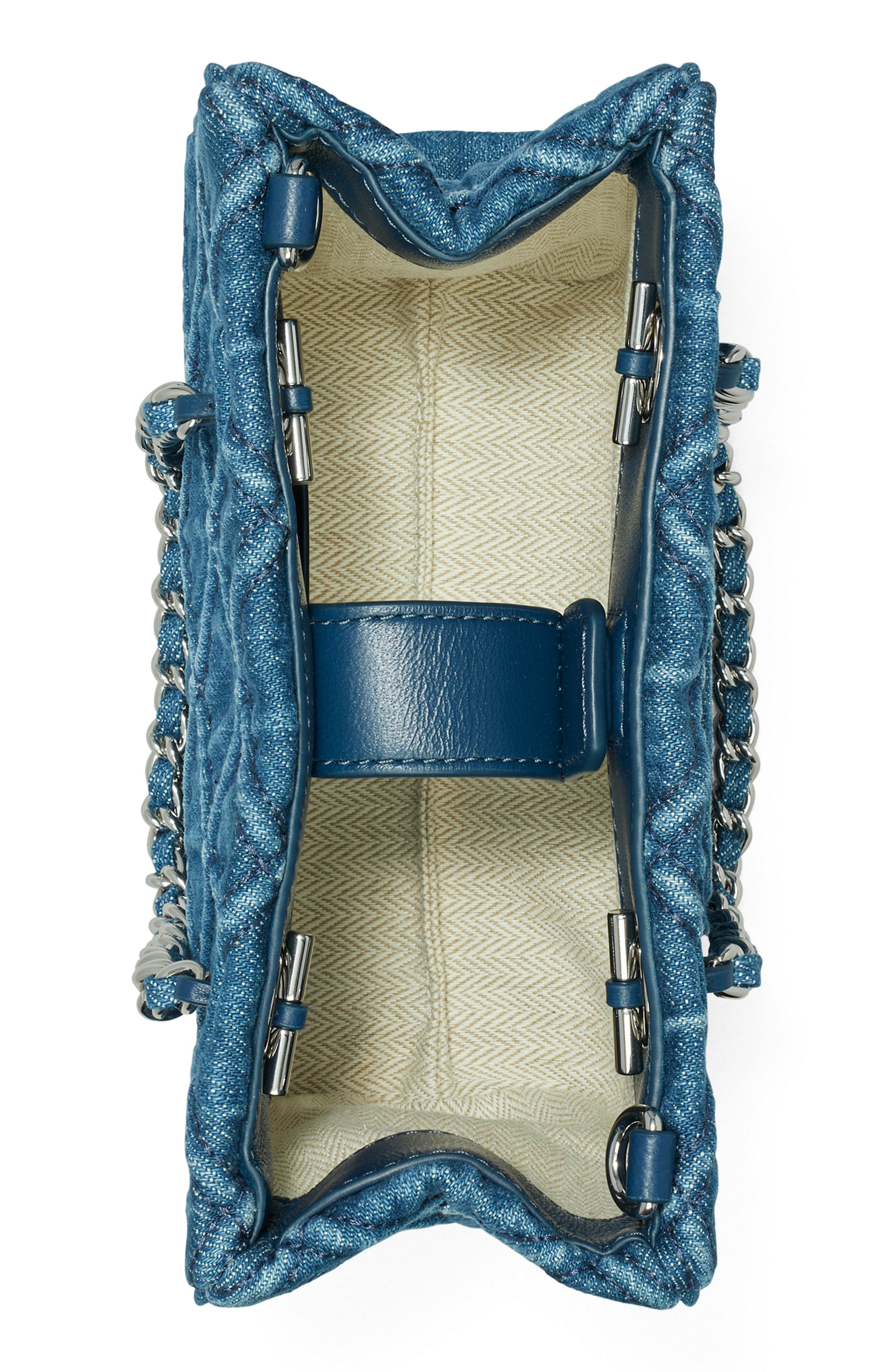 Tory Burch Mini Fleming Denim Tote, Alternate, color, 