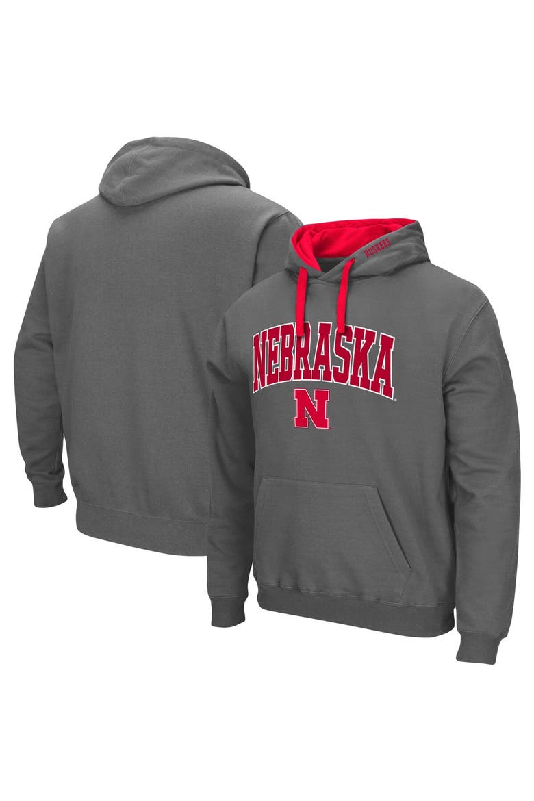 Men's Colosseum Charcoal Nebraska Huskers Big & Tall Arch & Logo 2.0 Pullover Hoodie, Alternate, color, Charcoal