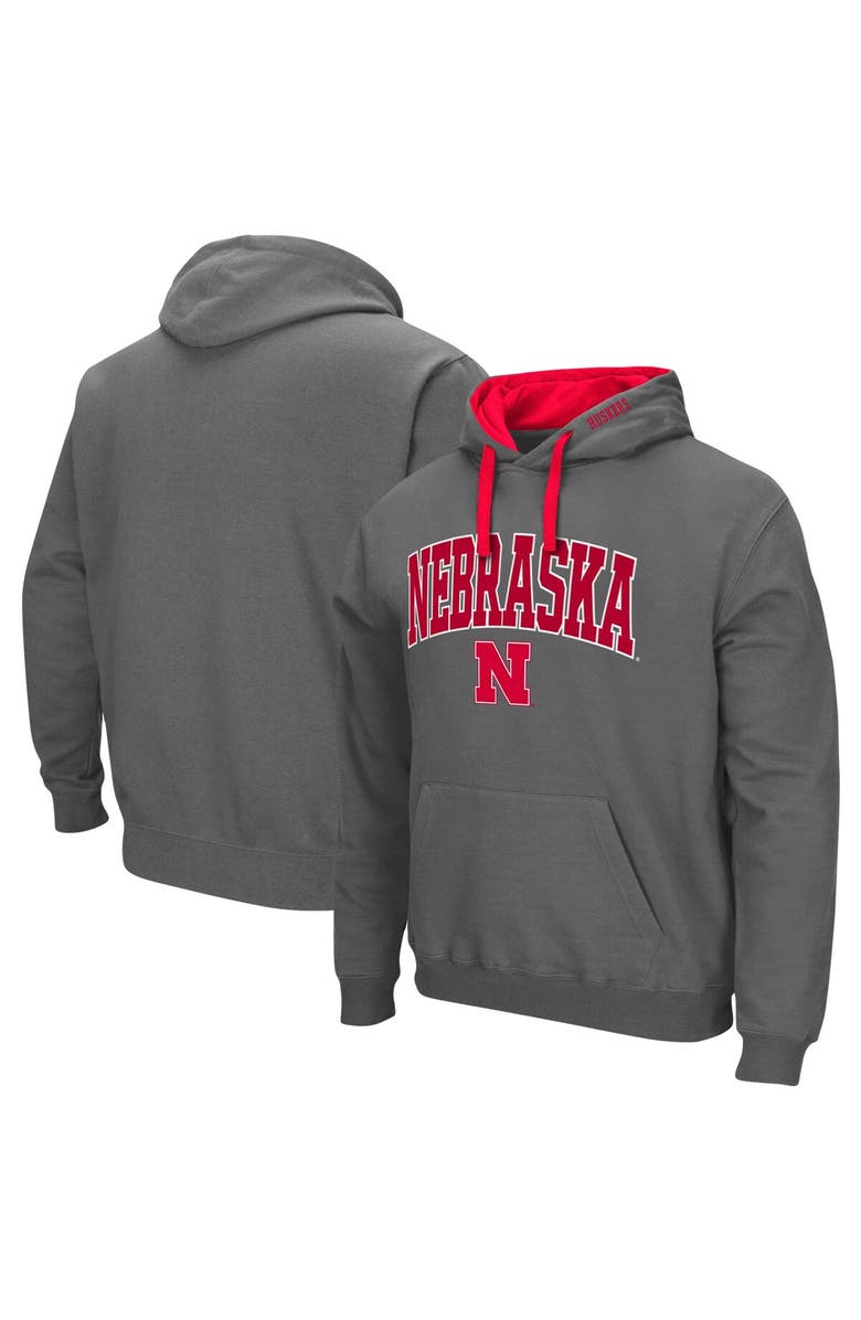COLOSSEUM Men's Colosseum Charcoal Nebraska Huskers Big & Tall Arch & Logo 2.0 Pullover Hoodie, Alternate, color, Charcoal