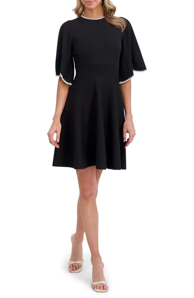 Ted Baker Braided Trim Fit & Flare Sweater Dress, Main, color,