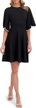 Ted Baker Braided Trim Fit & Flare Sweater Dress