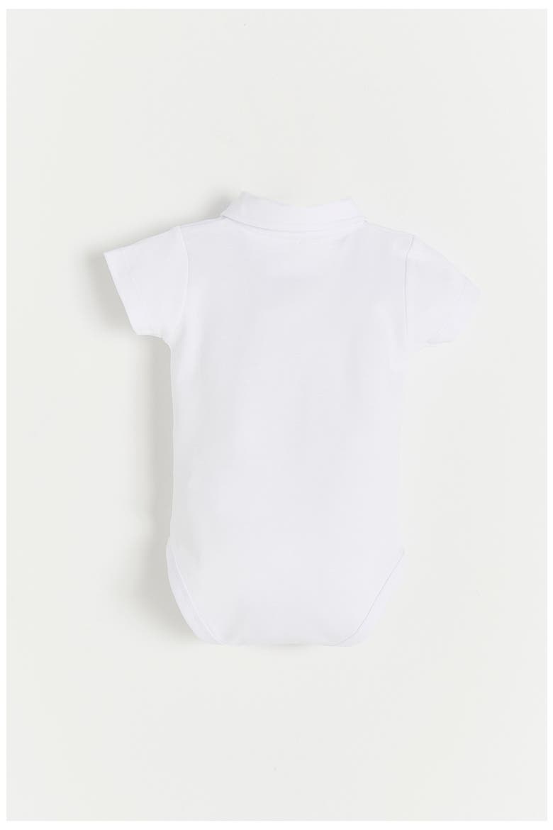 College Polo Bodysuit for Infant, Alternate, color, White