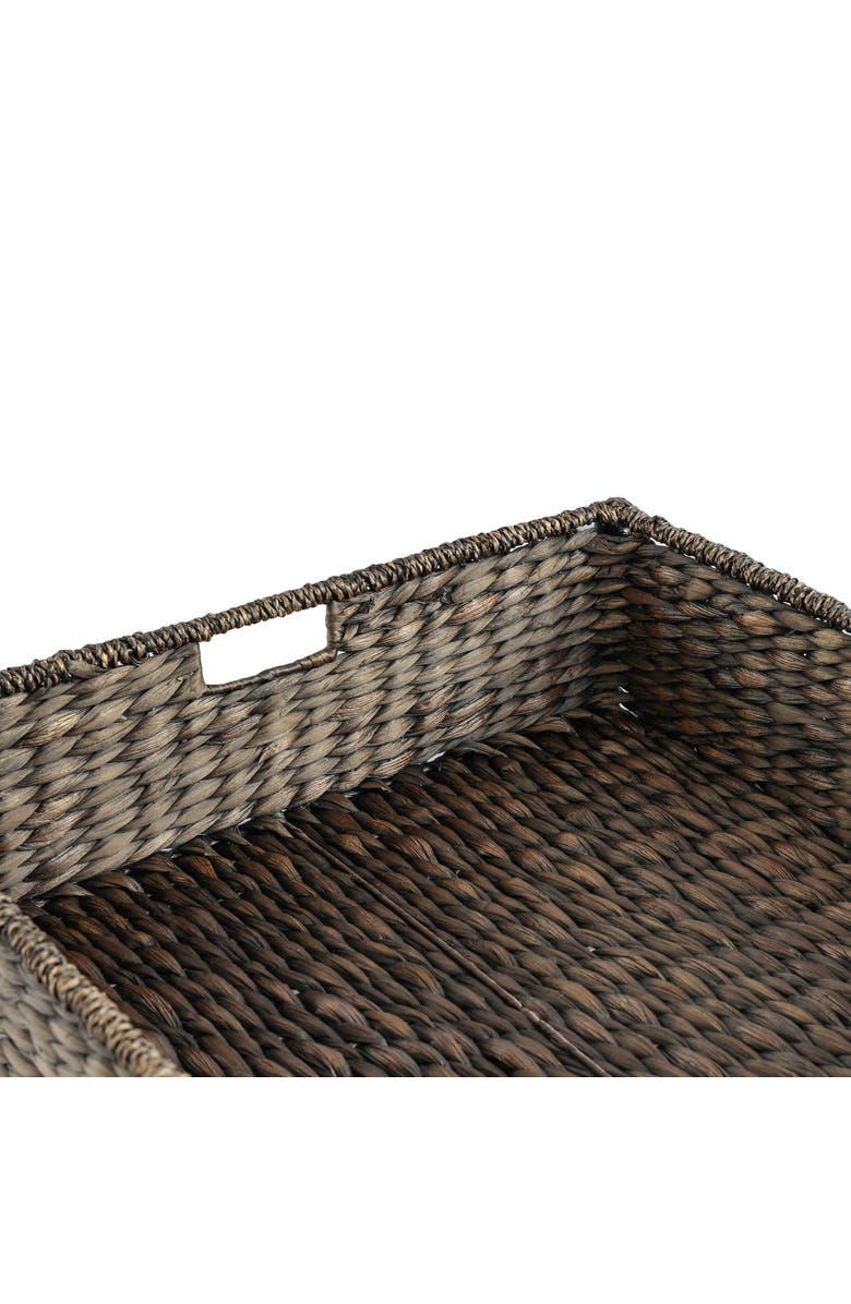 HAPPIMESS Holden 30" Classic Costal Hand-Woven Hyacinth Wicker Under Bed Storage Basket with Lid, Alternate, color, Black