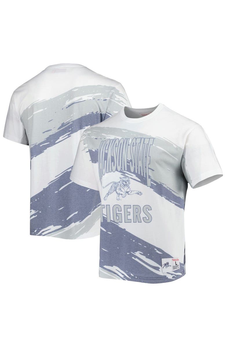 Mitchell & Ness Men's Mitchell & Ness White Jackson State Tigers Paintbrush Sublimated T-Shirt, Main, color,