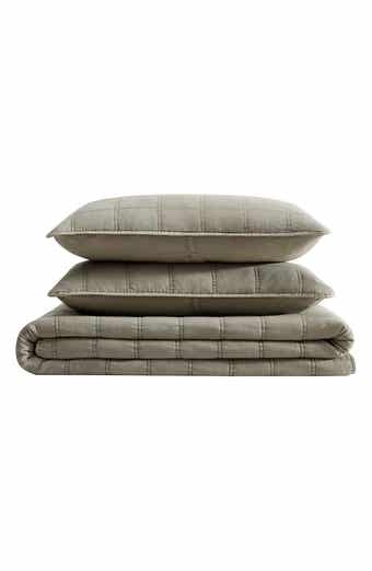 Stonewashed Solid Microfiber Quilt Set