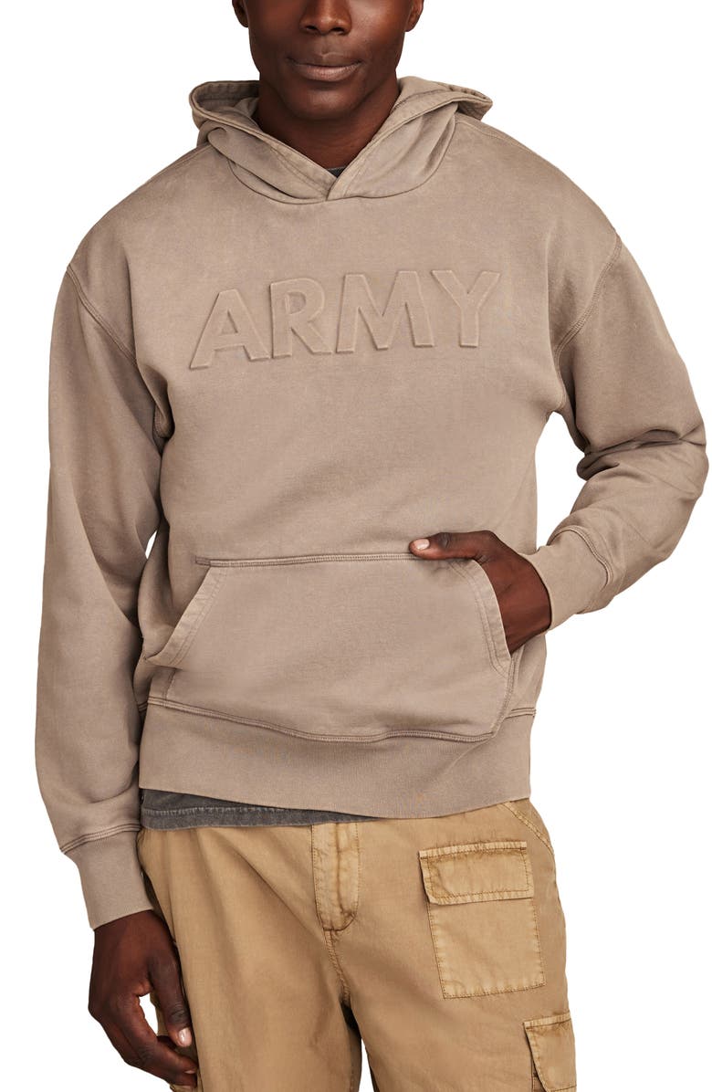 Lucky Brand Army Cotton Logo Hoodie, Main, color, Frost Grey