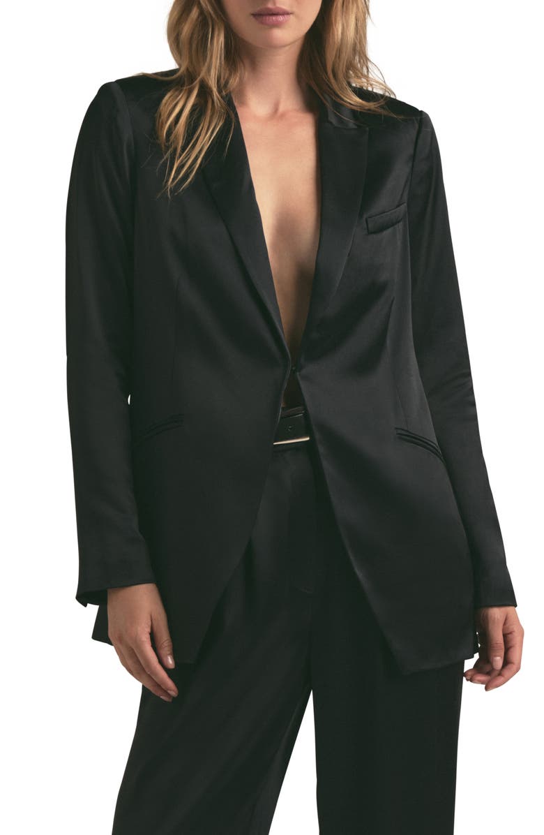 Favorite Daughter Satin Blazer, Main, color, Black