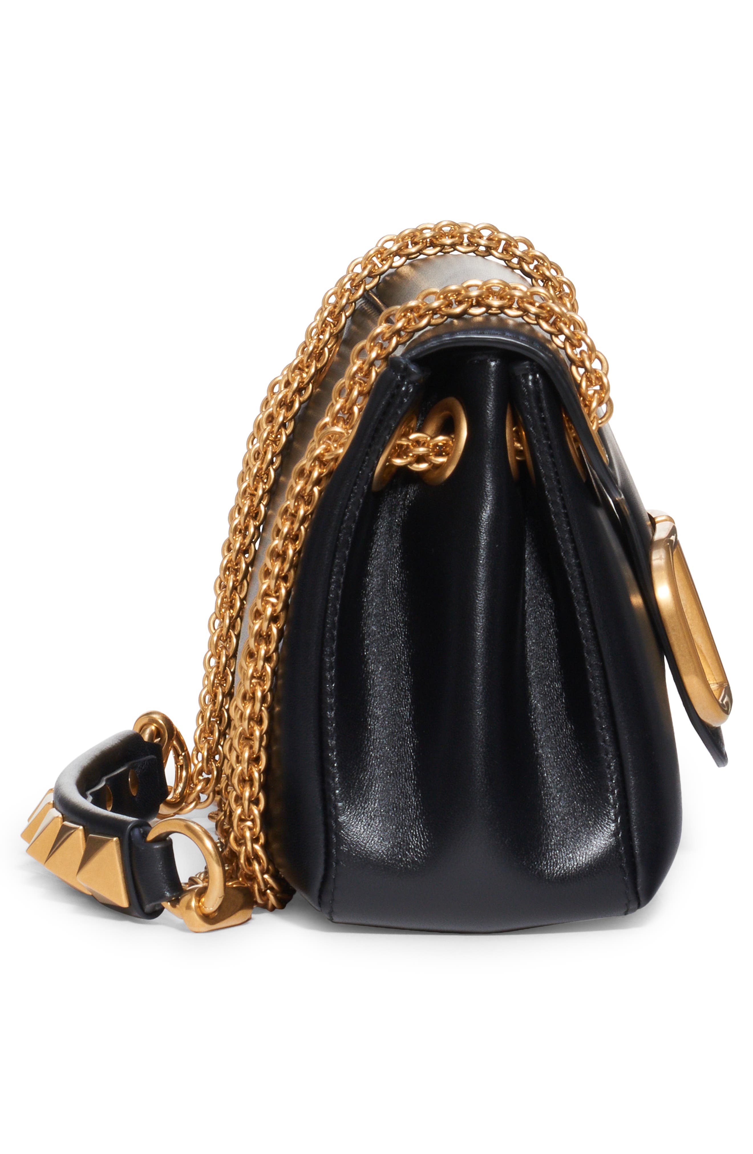 Valentino Garavani Valentino Stud Sign VLOGO Leather Shoulder Bag, Alternate, color, 