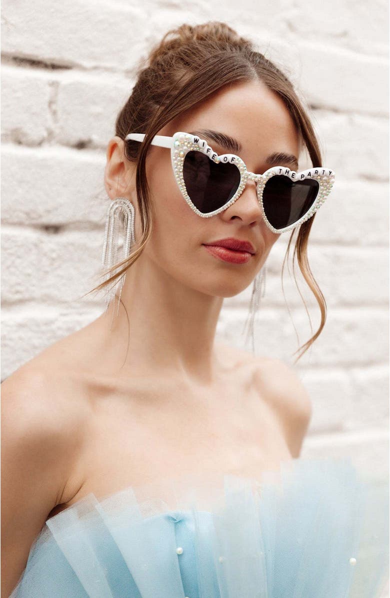 Untamed Petals Wife of the Party Sunnies, Alternate, color, Pearl White