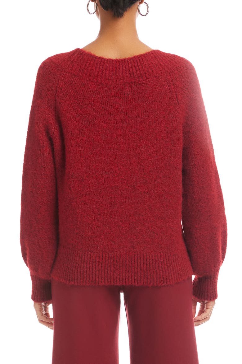 Heather V-Neck Sweater, Alternate, color, RED