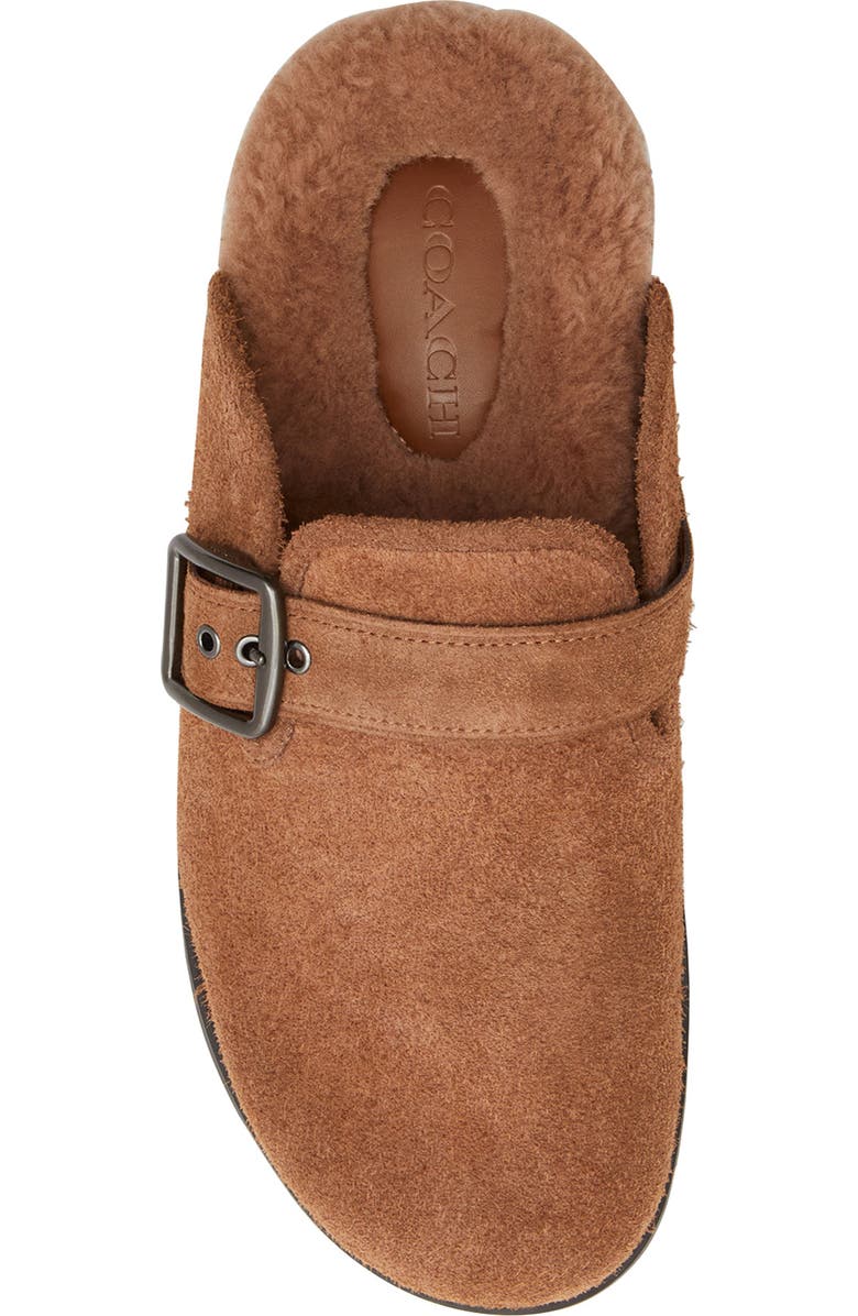 COACH Faux Shearling Buckle Clog, Alternate, color, Sable
