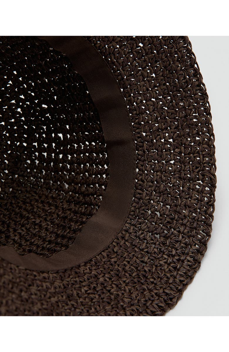 MANGO Crochet Raffia Bucket Hat, Alternate, color, 