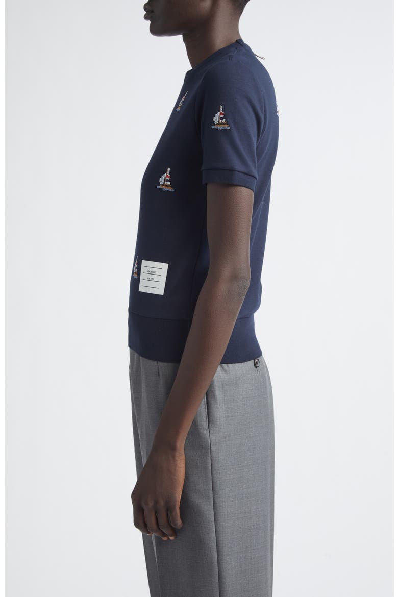 Sailboat Cotton Blouson T-Shirt, Alternate, color, NAVY