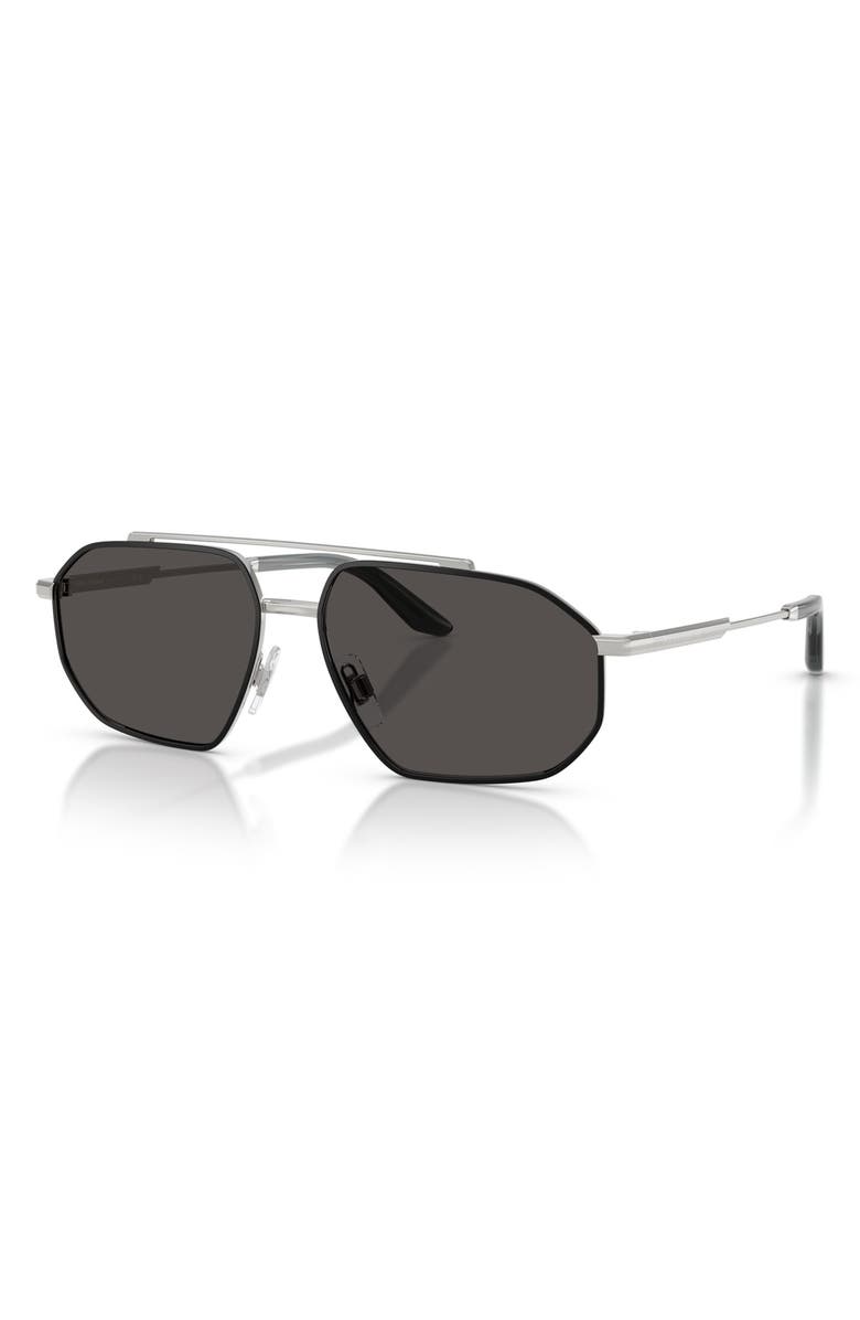 Dolce&Gabbana 59mm Pilot Sunglasses, Alternate, color, Silver/ Matte Black / Grey