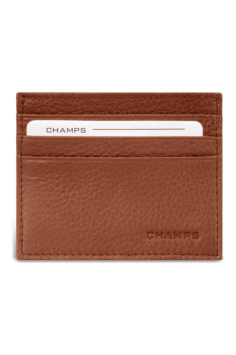 Slim Leather Card Wallet, Main, color, BROWN